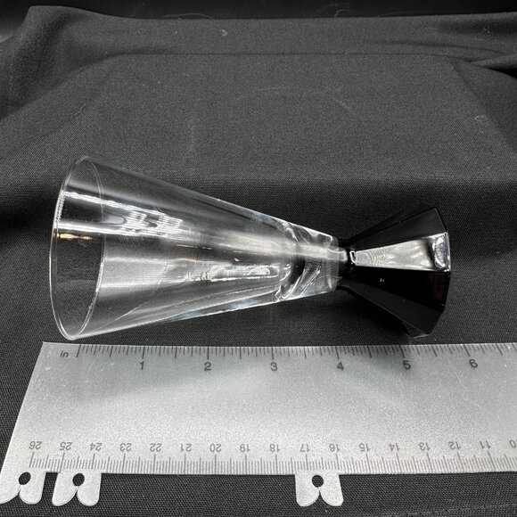 Vtg Black Base Wine Glasses Set of 2 Cristal d’Arques French Barware Art Deco - Picture 4 of 8